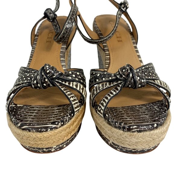 COACH Dalton Snakeskin / Braided Jute Espadrille Wedge Sandals Womens SZ 6 FLAW - Picture 5 of 8